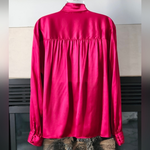Jones New York 100% Silk Red Long Sleeve Shirt, Button Down Silk Blouse, Size 14 - Picture 2 of 12